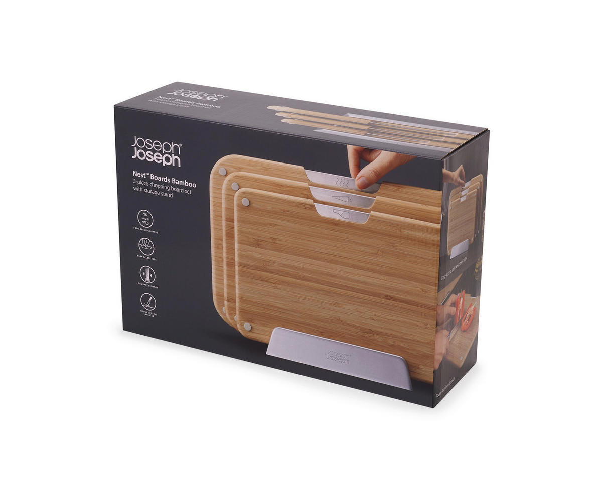 SCHNEIDEBRETT-SET Holz, Metall, Kunststoff Bambus Nest  - Karamell, Basics, Holz/Kunststoff (37/25/9,5cm) - Joseph Joseph