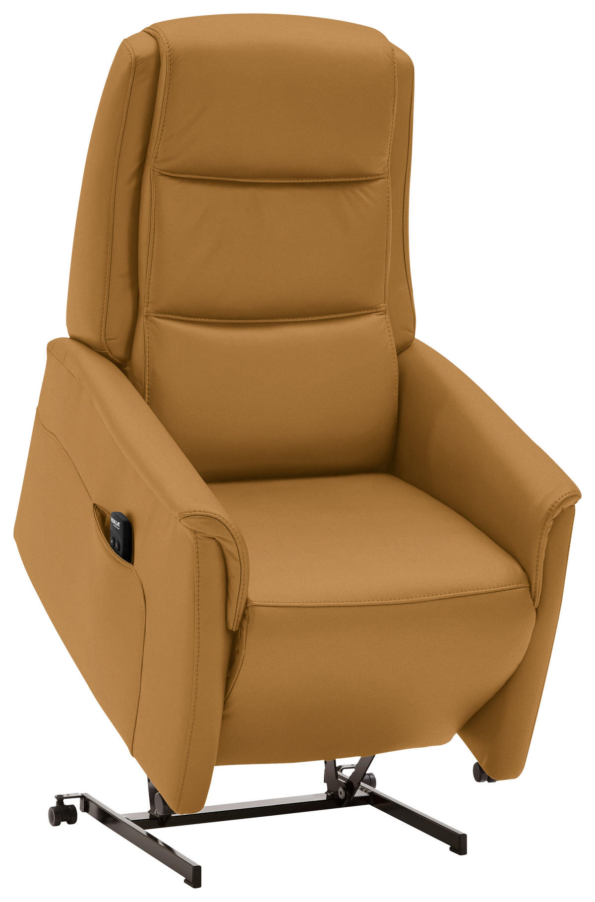 FERNSEHSESSEL Valdera  mit Relaxfunktion, Aufstehhilfe, Rücken echt Echtleder Senfgelb  - Senfgelb/Schwarz, KONVENTIONELL, Leder/Kunststoff (70/107/88cm) - Livetastic