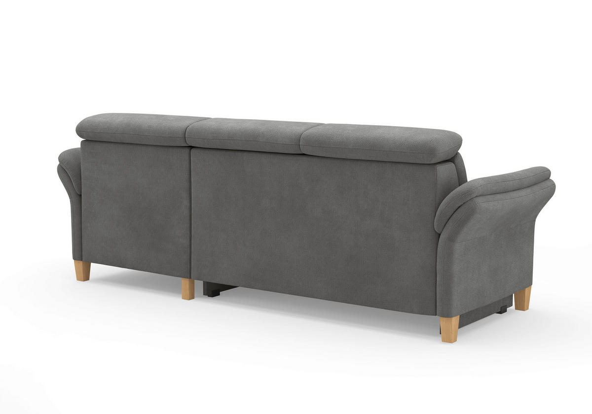 ECKSOFA GLENDALE E Grau Flachgewebe  - Eichefarben/Grau, KONVENTIONELL, Holz/Textil (253/166cm) - Sit & More