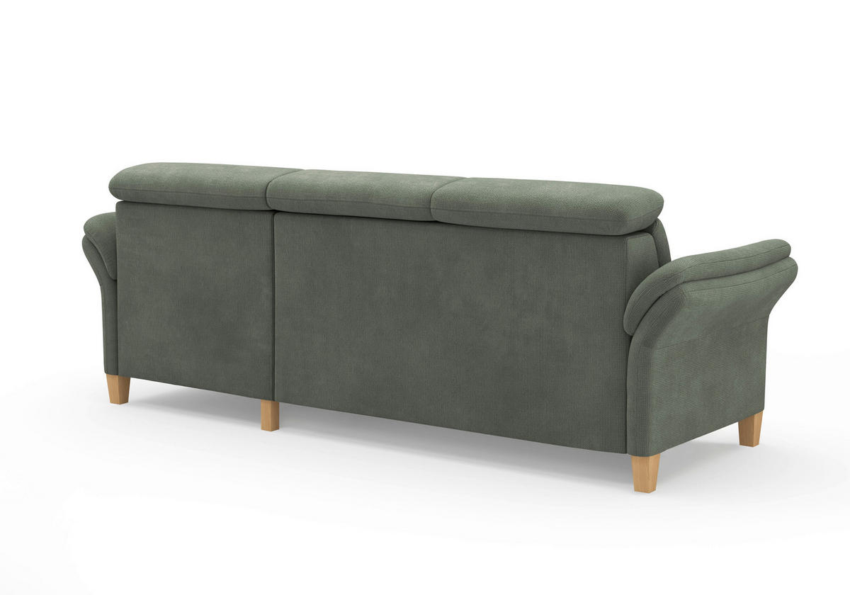 ECKSOFA GLENDALE E Dunkelgrün Flachgewebe  - Dunkelgrün/Eichefarben, KONVENTIONELL, Holz/Textil (253/166cm) - Sit & More