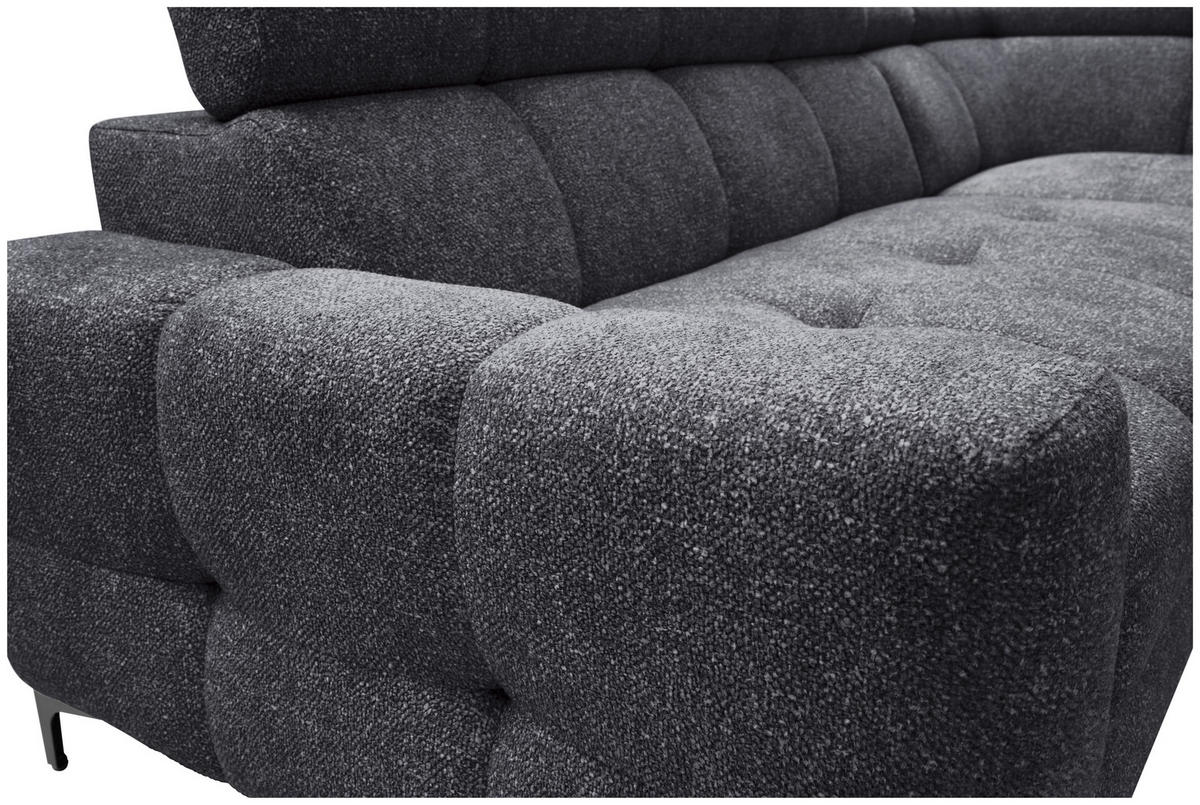 ECKSOFA Dunkelgrau Struktur  - Dunkelgrau/Schwarz, MODERN, Textil/Metall (254/212cm) - Carryhome