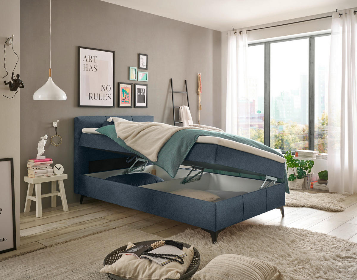 BOXBETT 120/200 cm  in Blaugrau  - Blaugrau, Basics, Holzwerkstoff/Textil (120/200cm) - Xora