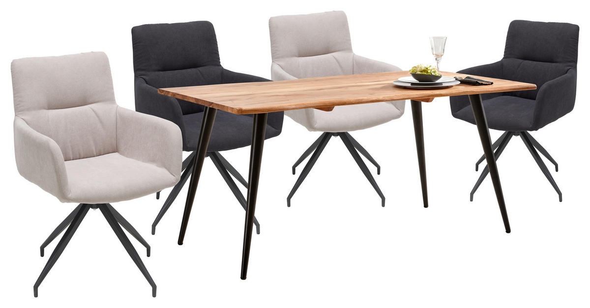 ESSTISCH in Holz, Metall 160/90/76 cm  - Schwarz/Akaziefarben, Natur, Holz/Metall (160/90/76cm) - Carryhome