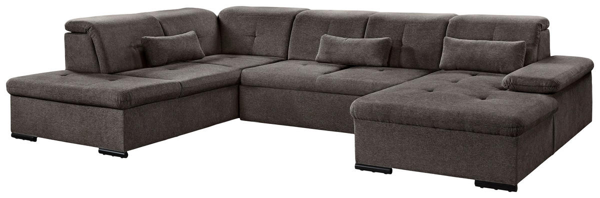 WOHNLANDSCHAFT Schwarz Chenille  - Schwarz/Grau, KONVENTIONELL, Kunststoff/Textil (188/340/240cm) - Carryhome