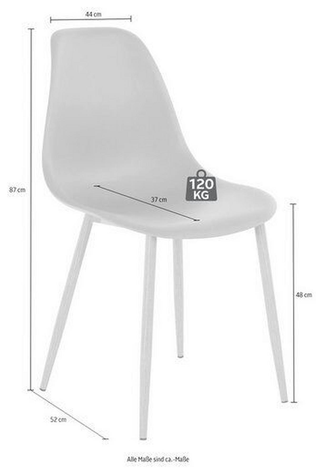 STUHL-SET 2 Stück gastro- und objekttauglich   - Eichefarben/Weiß, Design, Kunststoff/Metall (44/87/52cm) - MID.YOU