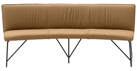 SITZBANK 212/88/81 cm Echtleder Hellbraun Metall - Hellbraun/Anthrazit, Design, Leder/Metall (212/88/81cm) - Valnatura