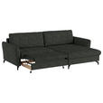 ECKSOFA in Flachgewebe, Leinenoptik Dunkelgrün  - Dunkelgrün/Schwarz, Design, Textil/Metall (242/170cm) - Xora