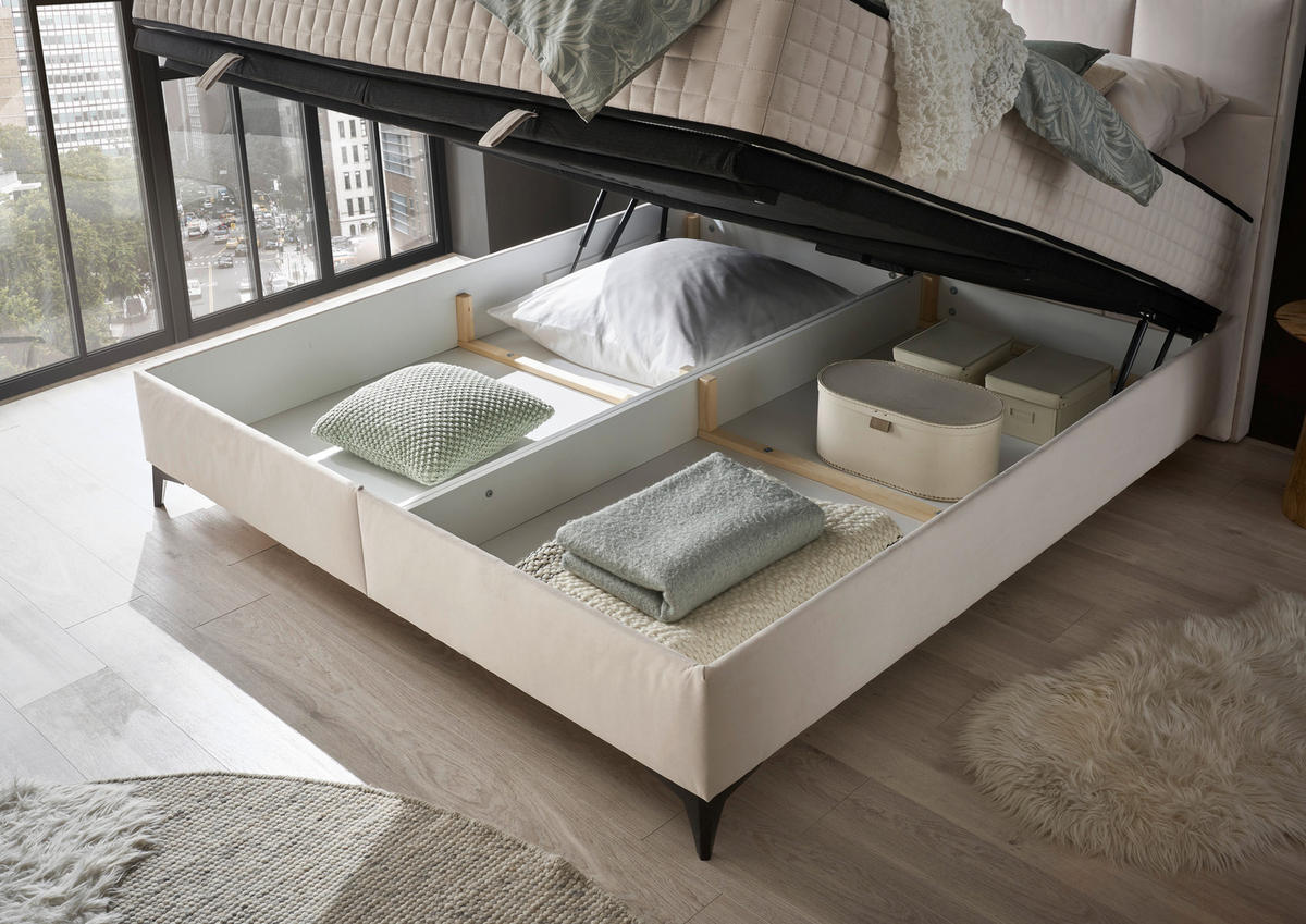 BOXBETT 180/200 cm  in Creme  - Creme/Schwarz, MODERN, Holzwerkstoff/Kunststoff (180/200cm) - MID.YOU