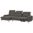 ECKSOFA in Chenille Braun  - Schwarz/Braun, LIFESTYLE, Textil/Metall (180/310cm) - Valnatura