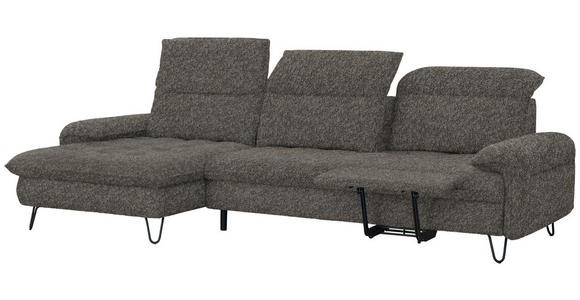 ECKSOFA in Chenille Braun  - Schwarz/Braun, LIFESTYLE, Textil/Metall (180/310cm) - Valnatura