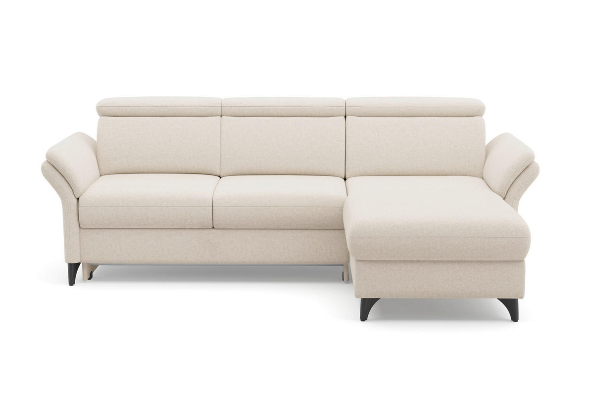 ECKSOFA GLENDALE E Creme Flachgewebe  - Creme/Schwarz, KONVENTIONELL, Textil/Metall (253/166cm) - Sit & More