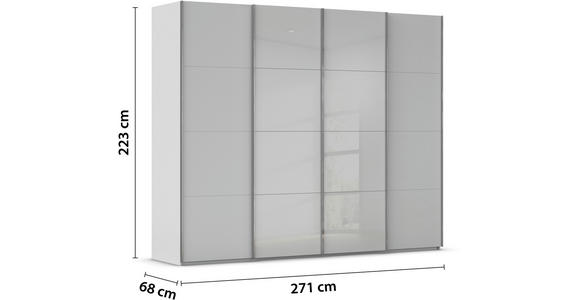 SCHWEBETÜRENSCHRANK 271/223/68 cm 4-türig Grau  - Chromfarben/Grau, KONVENTIONELL, Glas/Holzwerkstoff (271/223/68cm) - Novel