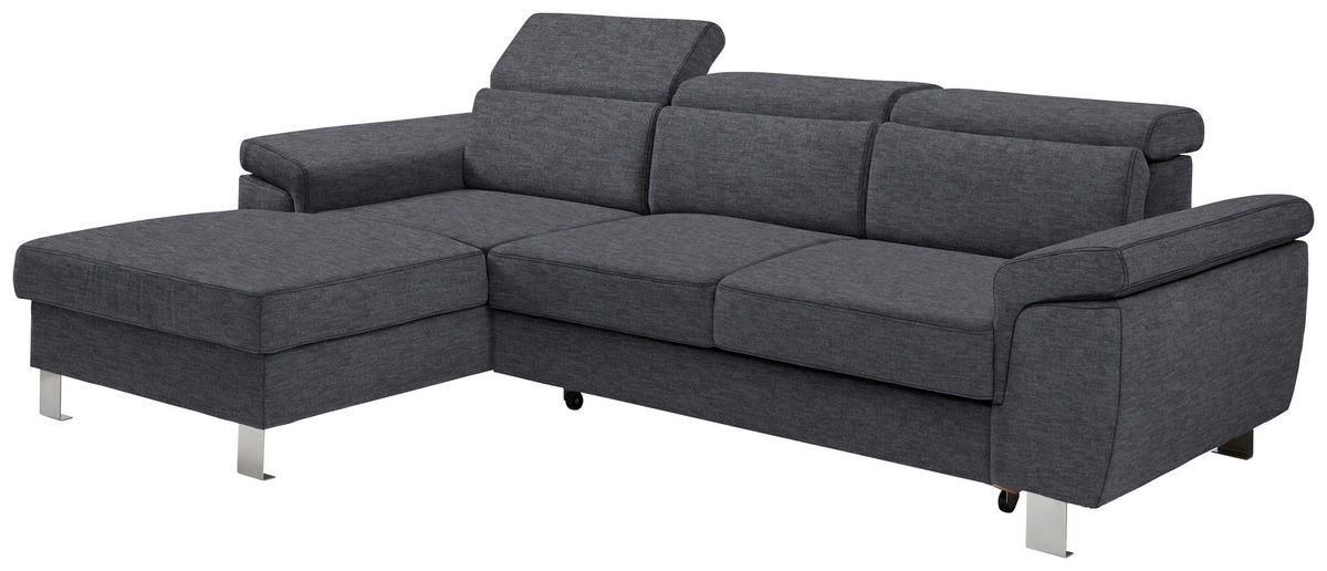 ECKSOFA in Webstoff Grau  - Silberfarben/Grau, Design, Textil/Metall (167/250cm) - Xora