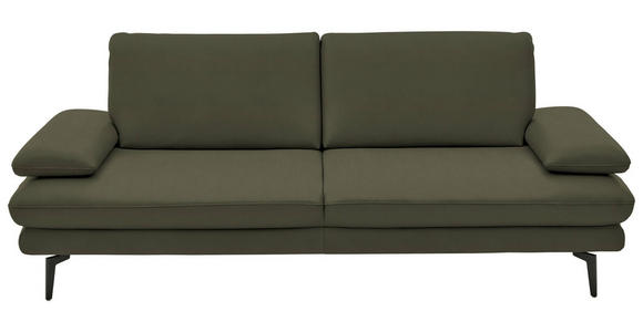 3-SITZER-SOFA  in Echtleder Grün   - Schwarz/Grün, Design, Leder/Metall (222/86/104cm) - Dieter Knoll