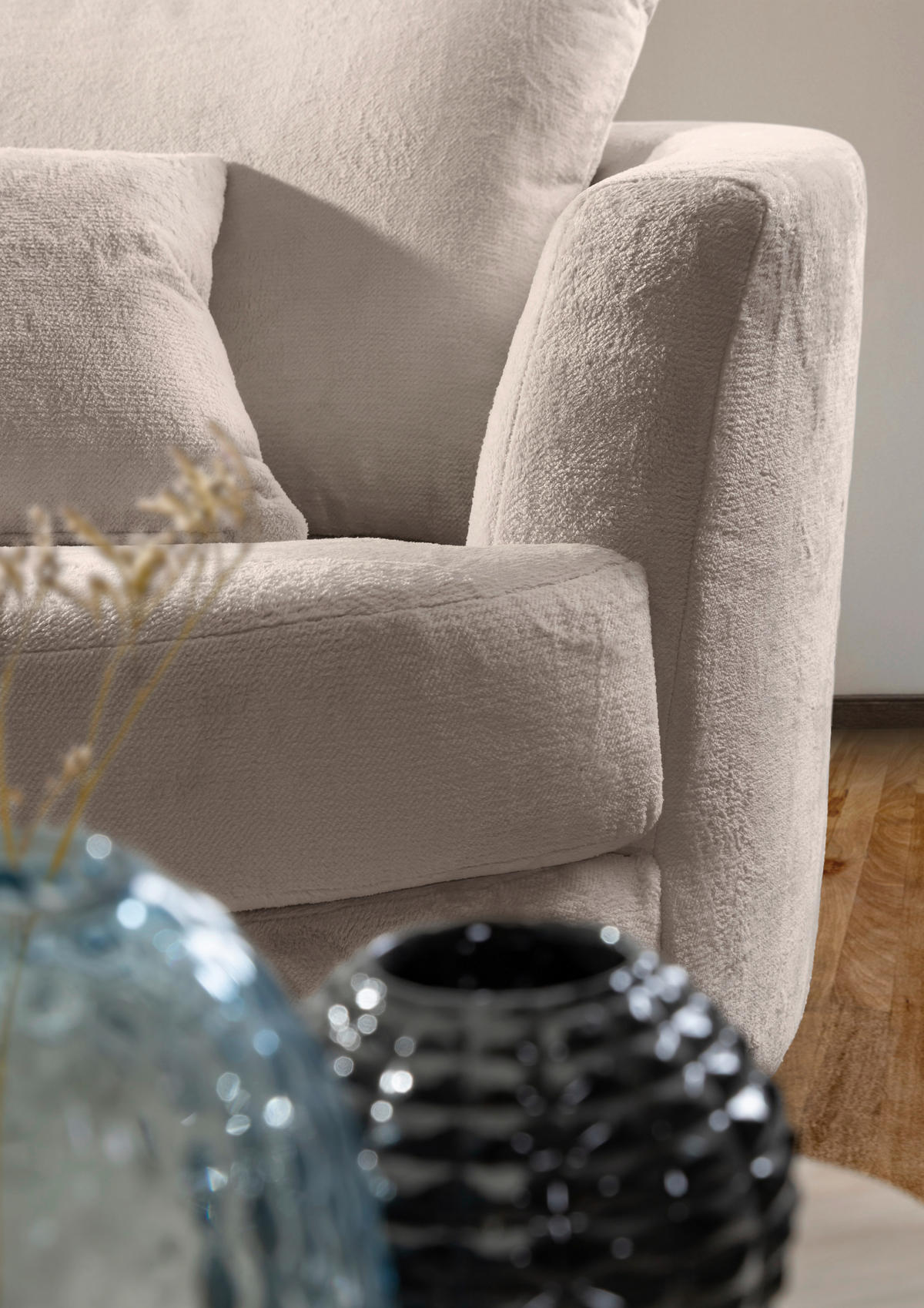 SESSEL in Plüsch Beige  - Beige/Schwarz, KONVENTIONELL, Textil/Metall (115/72/115cm) - Carryhome