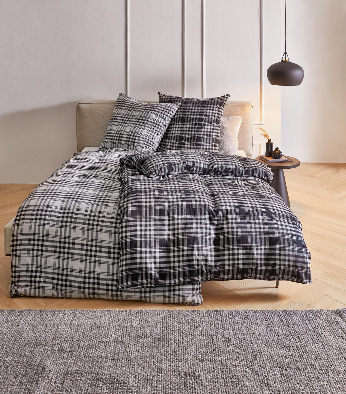 WENDEBETTWÄSCHE Ravi Biber 135/200 cm  - Schwarz, KONVENTIONELL, Textil (135/200cm) - Dieter Knoll