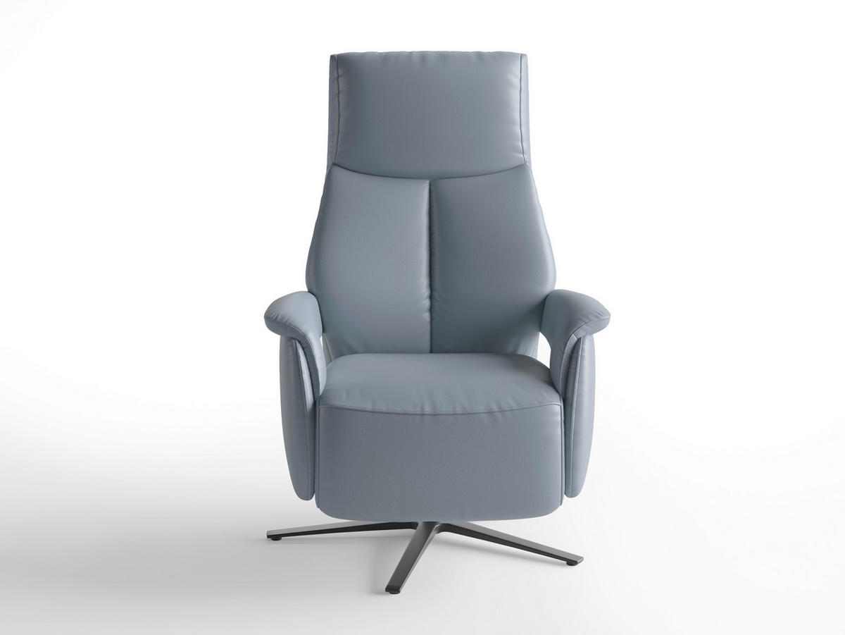 RELAXSESSEL TV LAZY E XS1 Echtleder Kopfteilverstellung, Rücken echt    - Graublau/Schwarz, Basics, Leder/Metall (75/110/85cm) - Sit & More