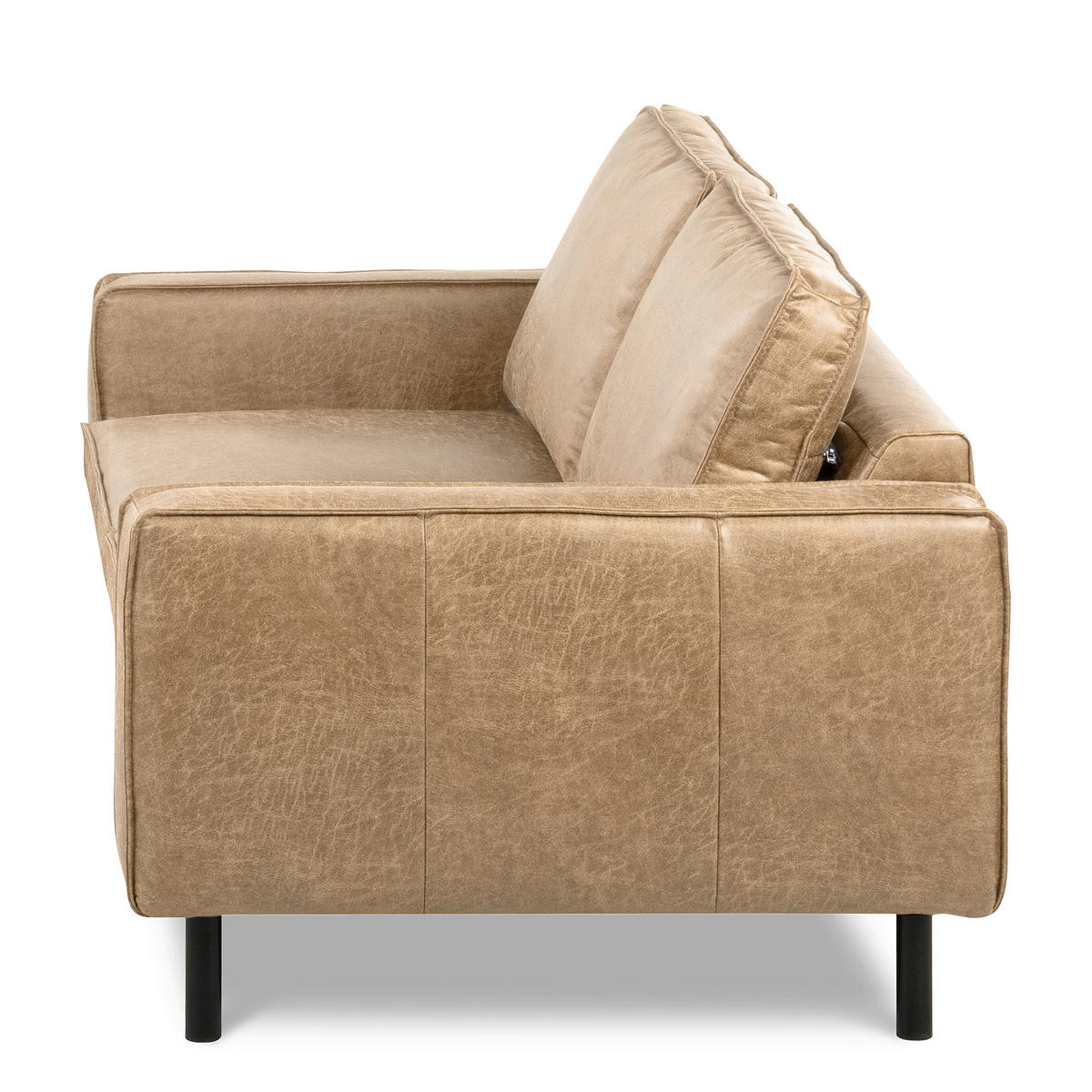 2-SITZER-SOFA Sandfarben Echtleder Lederlook  - Sandfarben, Design, Leder/Textil (148/85/92cm) - Livetastic