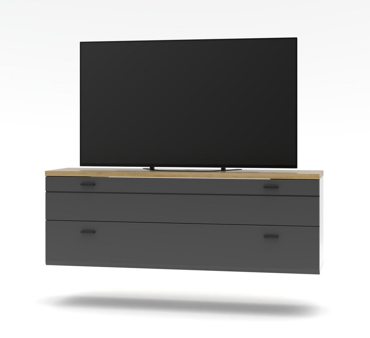 LOWBOARD  in 150/53/40 cm  - Anthrazit/Graphitfarben, Design, Holzwerkstoff/Metall (150/53/40cm) - MID.YOU