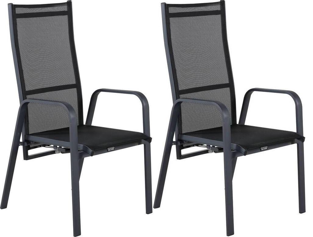 GARTENSESSEL-SET Aluminium Schwarz  - Schwarz, KONVENTIONELL, Metall (56.5/110/65cm) - Gardenson