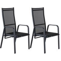 GARTENSESSEL-SET Aluminium Schwarz  - Schwarz, KONVENTIONELL, Metall (56.5/110/65cm) - Gardenson