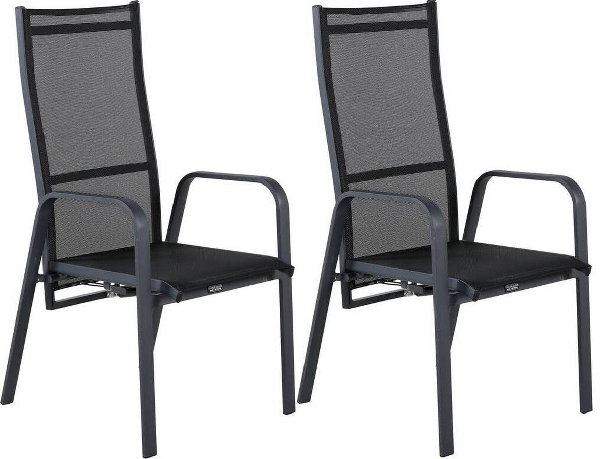 GARTENSESSEL-SET Aluminium Schwarz  - Schwarz, KONVENTIONELL, Metall (56.5/110/65cm) - Gardenson