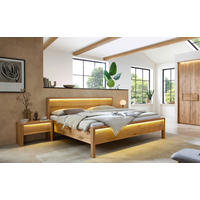 BETT 200/200 cm,  in Naturfarben, Wildeiche, Beleuchtung,  - Wildeiche/Naturfarben, MODERN, Holz (200/200cm) - MID.YOU