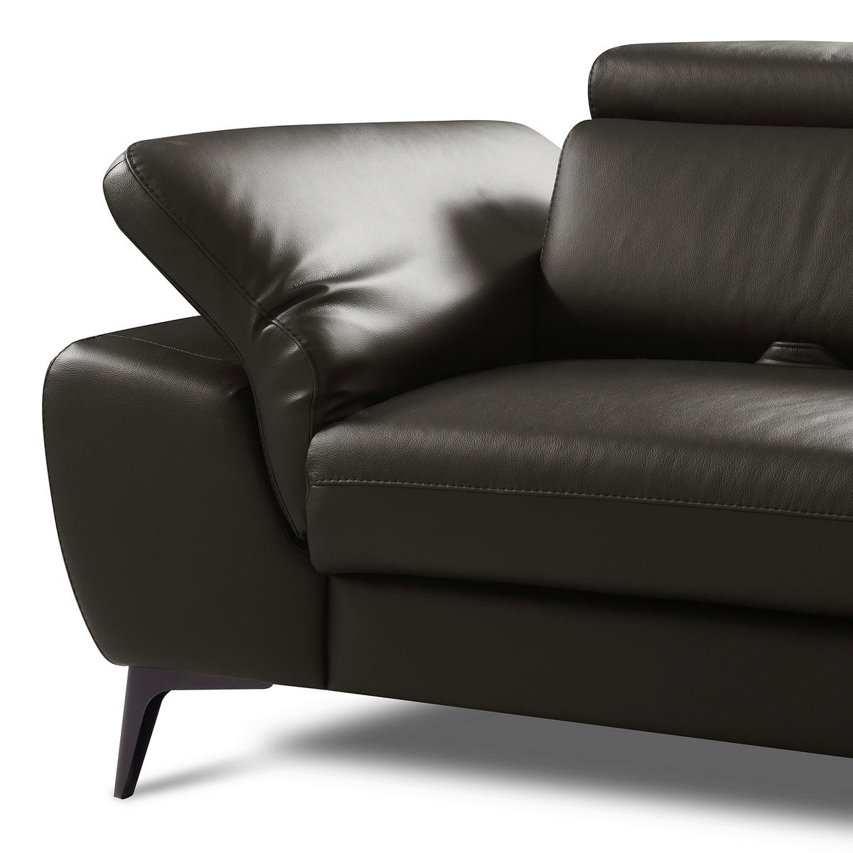 ECKSOFA  in Lederlook Echtleder Dunkelbraun  274/220 cm  - Dunkelbraun/Schwarz, Design, Leder/Textil (274/220cm) - Livetastic