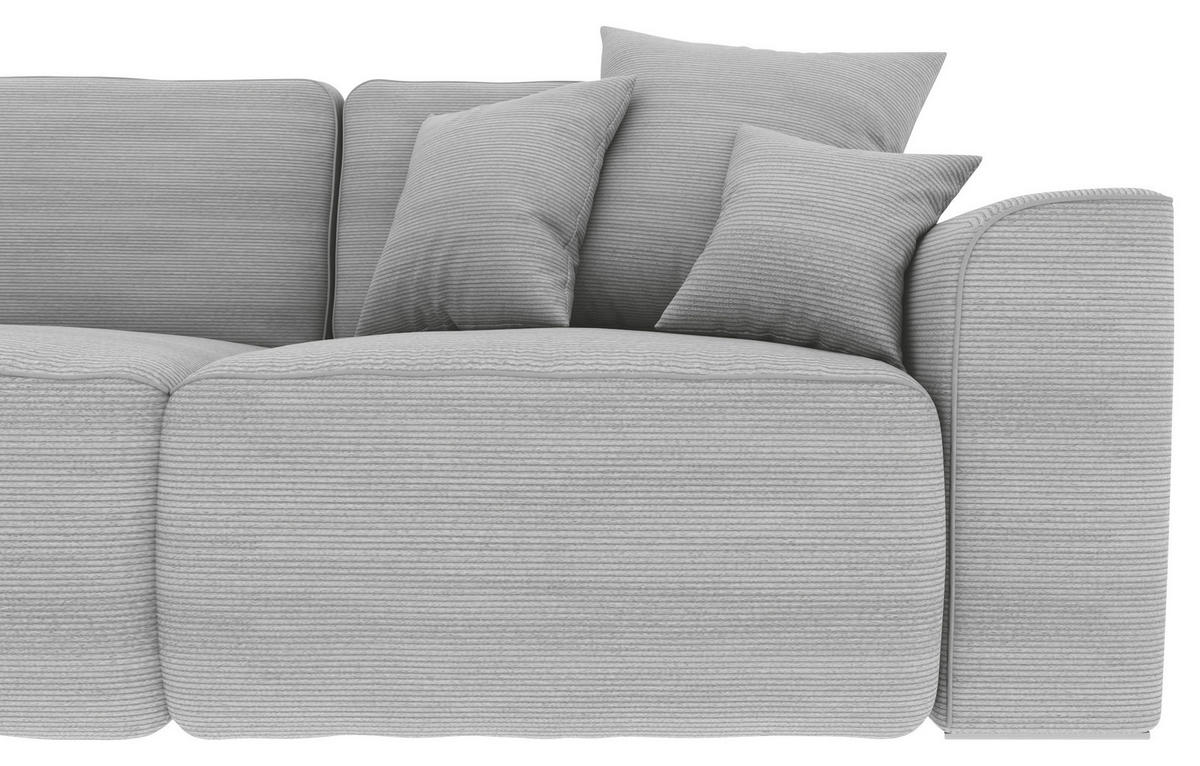 ECKSOFA in Cord Grau  - Chromfarben/Grau, Konventionell, Kunststoff/Textil (195/293cm) - MID.YOU