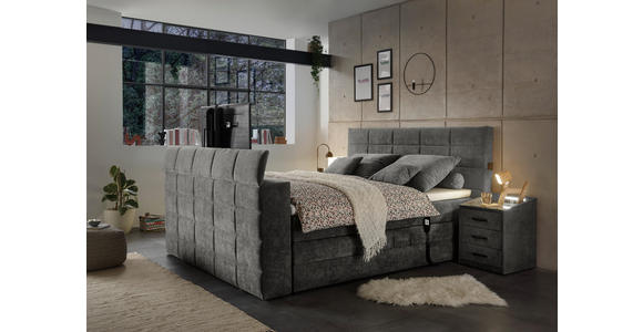 BOXSPRINGBETT 180/200 cm  in Dunkelgrau  - Dunkelgrau, KONVENTIONELL, Textil (180/200cm) - Carryhome