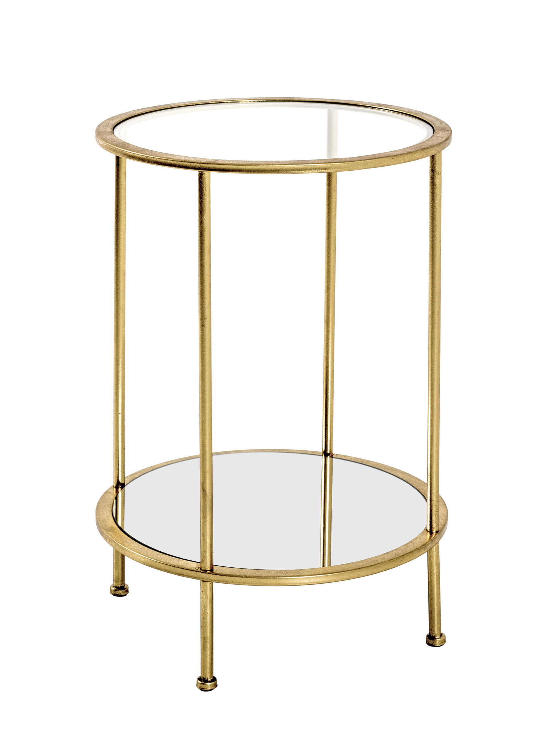 Thumbnail - Beistelltisch, Gold, Metall, Glas, rund, Rundrohr, 38x55x38 cm, Wohnzimmer, Wohnzimmertische, Beistelltische, Beistellti...