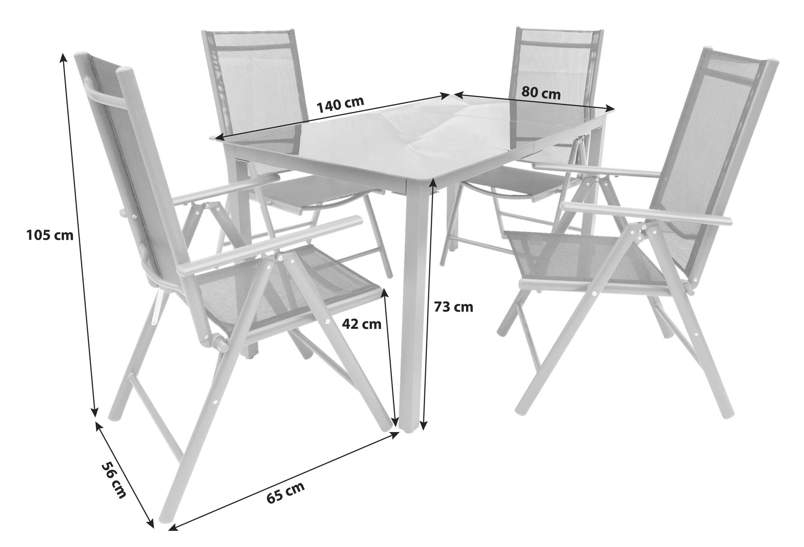 ENSEMBLE DE JARDIN  5-teilig  - Schwarz, Basics, Metall (140/73/80cm) - MID.YOU