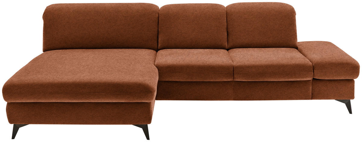 ECKSOFA  in Chenille Rostfarben  198/288 cm  - Rostfarben/Schwarz, Design, Textil/Metall (198/288cm) - Beldomo Style