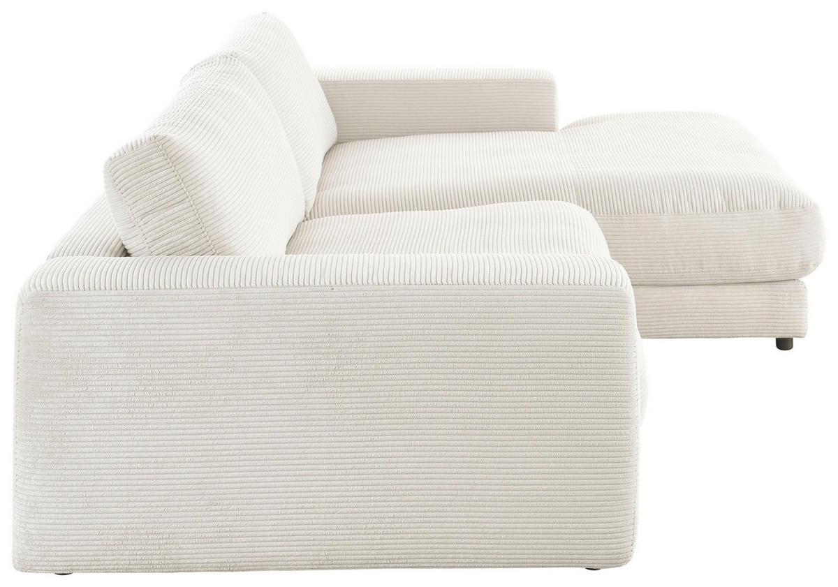 ECKSOFA in Cord Weiss  - Weiss/Schwarz, Design, Kunststoff/Textil (270/190cm) - Lomoco