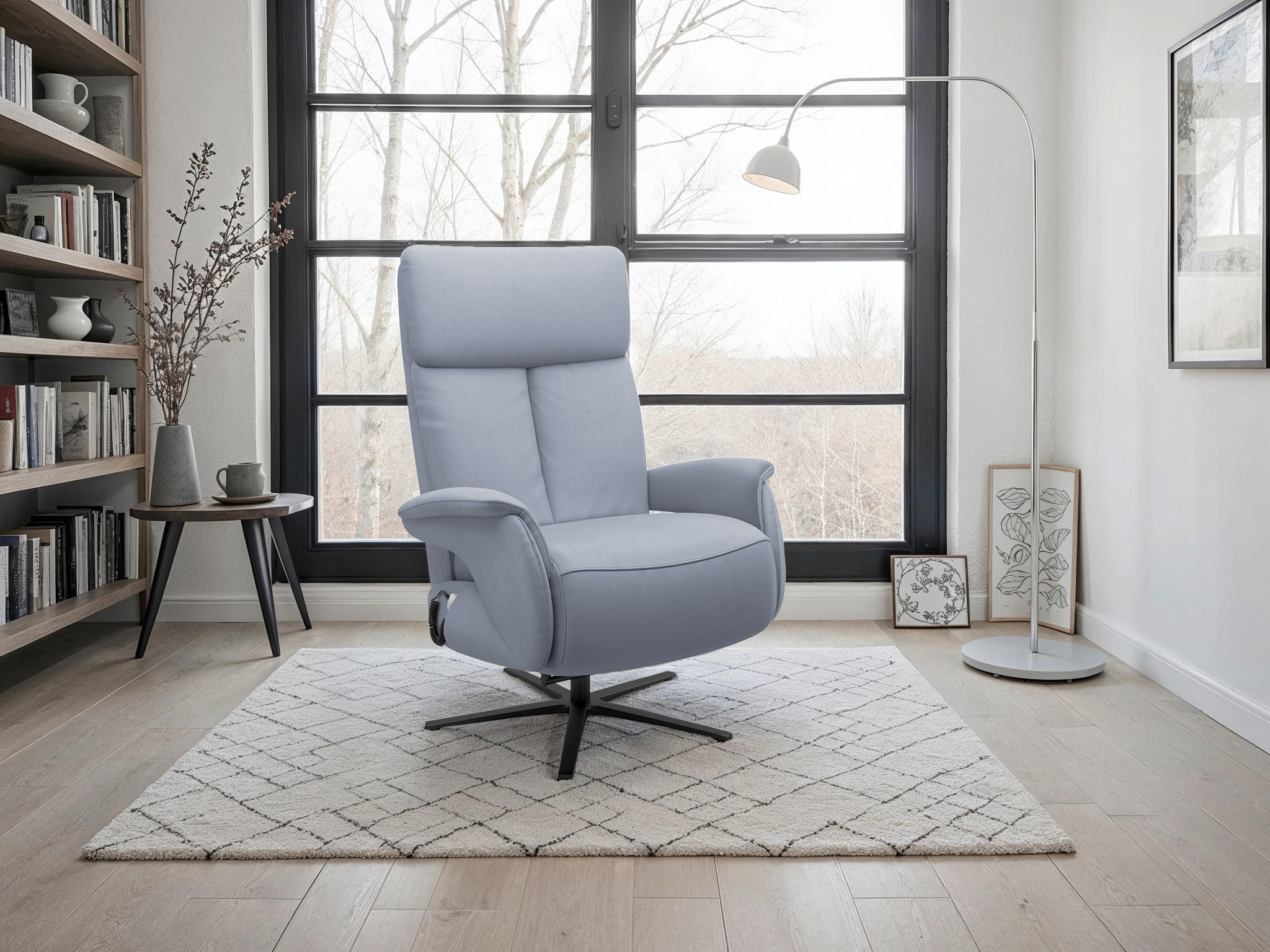 Sit & More RELAXAČNÍ KŘESLO, kůže, šedomodrá