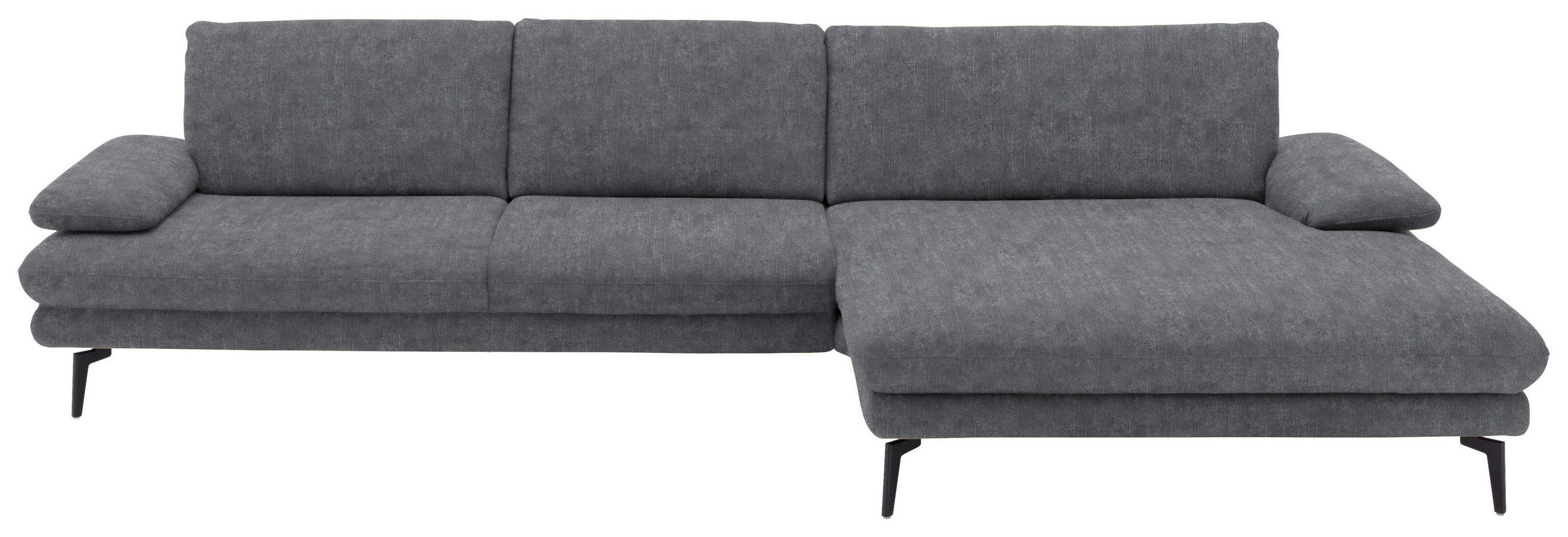 ECKSOFA in Velours Silberfarben  - Silberfarben/Schwarz, Design, Textil/Metall (310/180cm) - Dieter Knoll