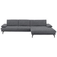 ECKSOFA in Velours Silberfarben  310/180 cm  - Silberfarben/Schwarz, Design, Textil/Metall (310/180cm) - Dieter Knoll
