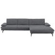 ECKSOFA  in Velours Silberfarben  310/180 cm  - Silberfarben/Schwarz, Design, Textil/Metall (310/180cm) - Dieter Knoll