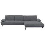 ECKSOFA  in Velours Silberfarben  310/180 cm  - Silberfarben/Schwarz, Design, Textil/Metall (310/180cm) - Dieter Knoll