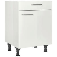 SCHUBKASTENUNTERSCHRANK 60/87/56 cm  in Weiß Hochglanz  - Edelstahlfarben/Weiß Hochglanz, MODERN, Holzwerkstoff/Metall (60/87/56cm) - Nobilia