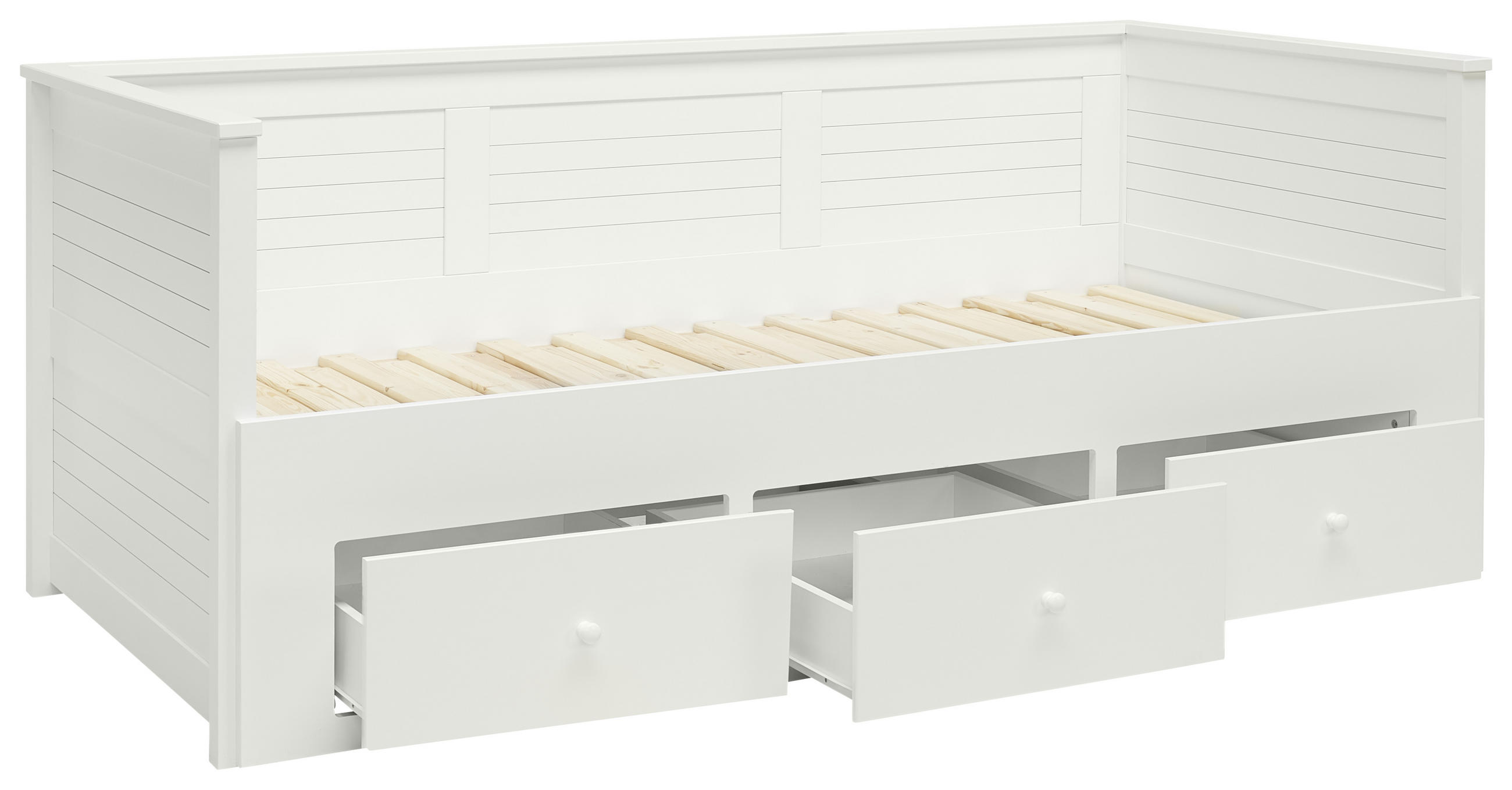 AUSZIEHBETT - Weiss, Konventionell, Holzwerkstoff/Kunststoff (90/200cm) - Carryhome