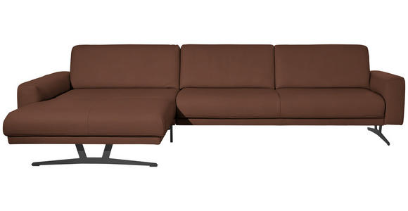 ECKSOFA in Echtleder Braun  - Anthrazit/Braun, KONVENTIONELL, Leder/Metall (182/324cm) - Ambiente