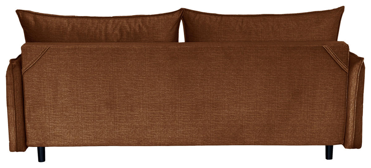 SCHLAFSOFA Flachgewebe Rostfarben  - Rostfarben/Schwarz, Design, Holz/Kunststoff (216/96/102cm) - MID.YOU