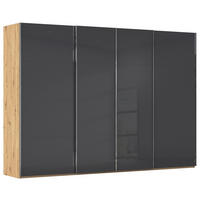 SCHWEBETÜRENSCHRANK 316/235/68 cm,  in Schwarz, Eiche Artisan, 4 Tür(en)  - Chromfarben/Schwarz, Design, Glas/Holzwerkstoff (316/235/68cm) - Novel