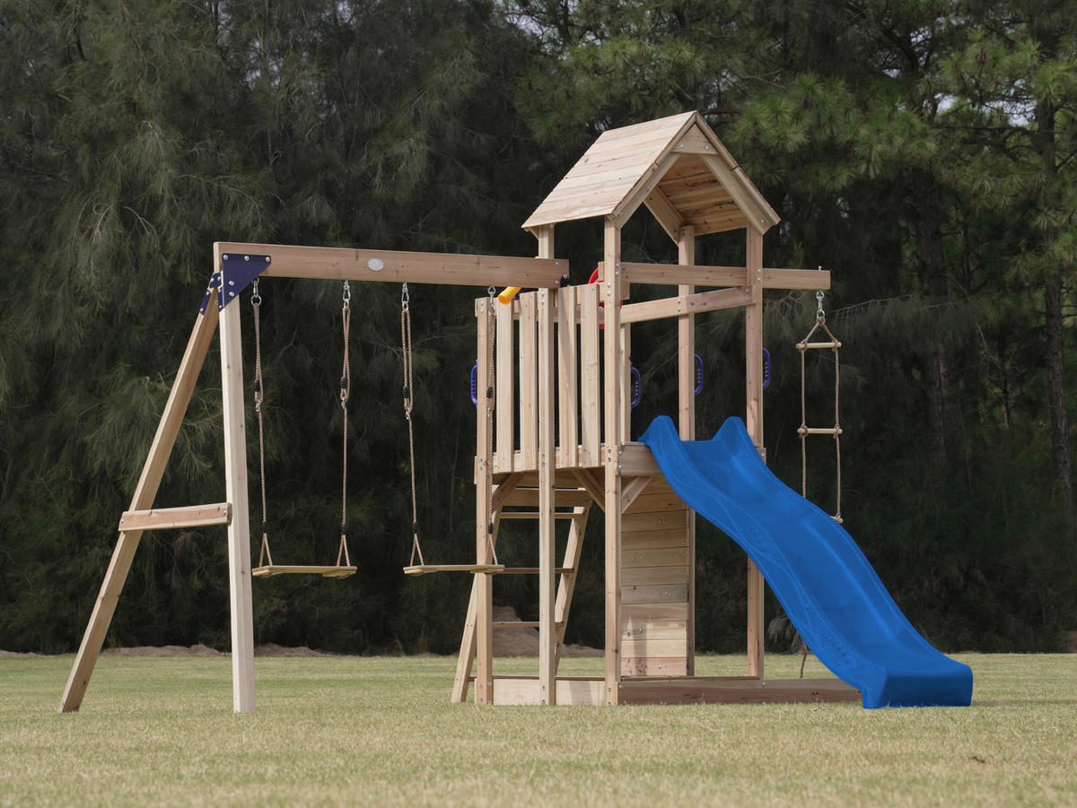 SPIELTURM 342/267/375 cm  - Blau, KONVENTIONELL, Holz/Kunststoff (342/267/375cm) - Ambia Garden