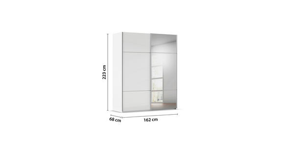 SCHWEBETÜRENSCHRANK 162/223/68 cm 2-türig Weiß - Alufarben/Weiß, KONVENTIONELL, Glas/Holzwerkstoff (162/223/68cm) - Novel