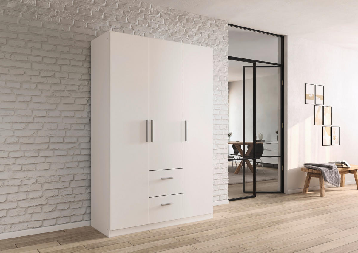 DREHTÜRENSCHRANK 135/210/54 cm,  in Weiß, 3-türig  - Alufarben/Weiß, KONVENTIONELL, Holzwerkstoff/Kunststoff (135/210/54cm) - home24