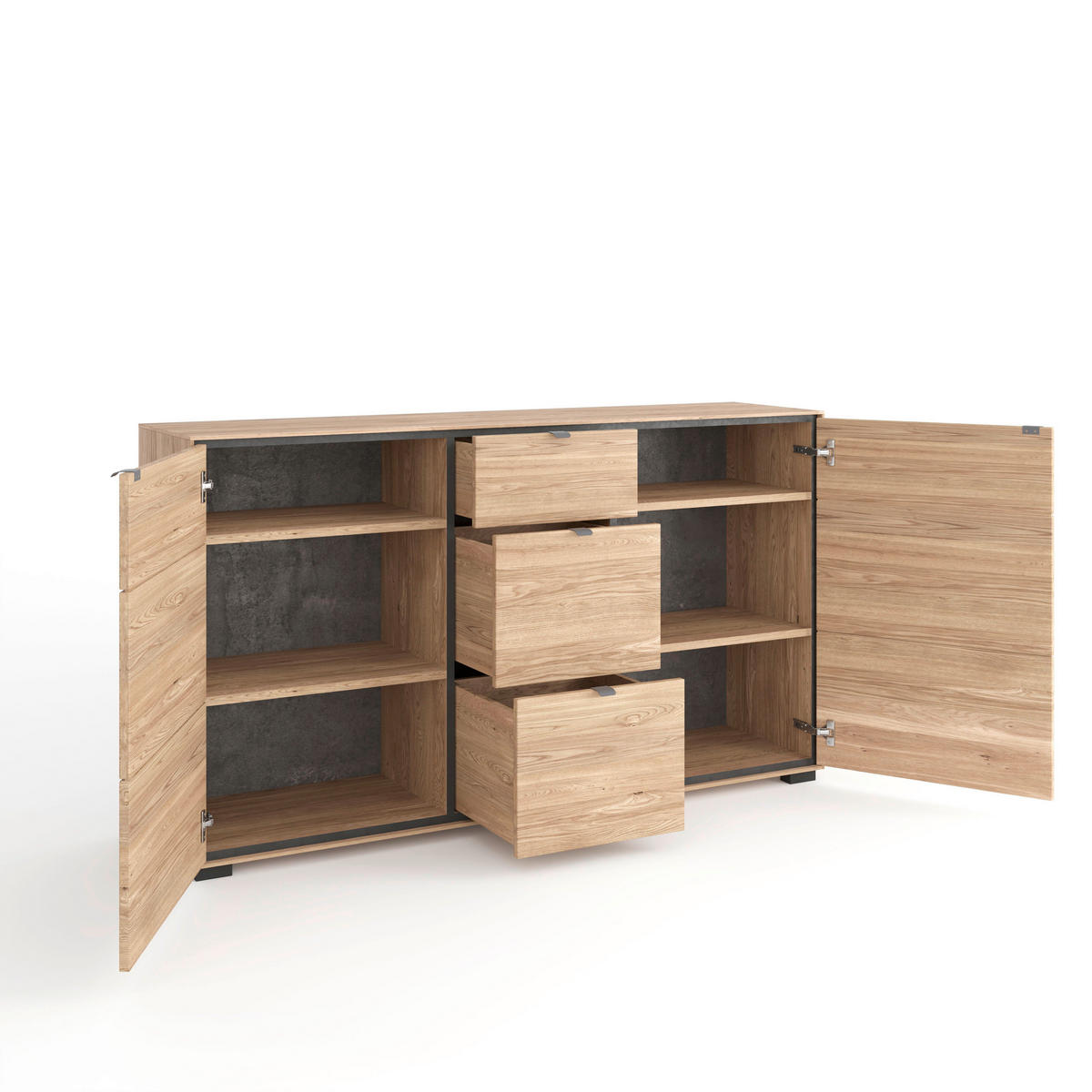 SIDEBOARD 163/83/40,6 cm  in Eichefarben  - Dunkelgrau/Eichefarben, Design, Holz/Holzwerkstoff (163/83/40,6cm) - Livetastic
