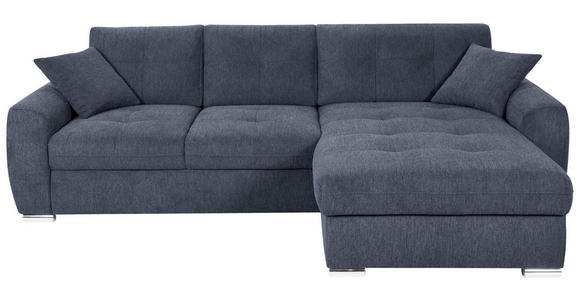 ECKSOFA in Mikrofaser Blau 276/193 cm - Chromfarben/Blau, MODERN, Kunststoff/Textil (276/193cm) - Hom`in