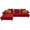 ECKSOFA in Echtleder Rot  - Rot/Schwarz, Design, Leder/Metall (224/305cm) - Dieter Knoll